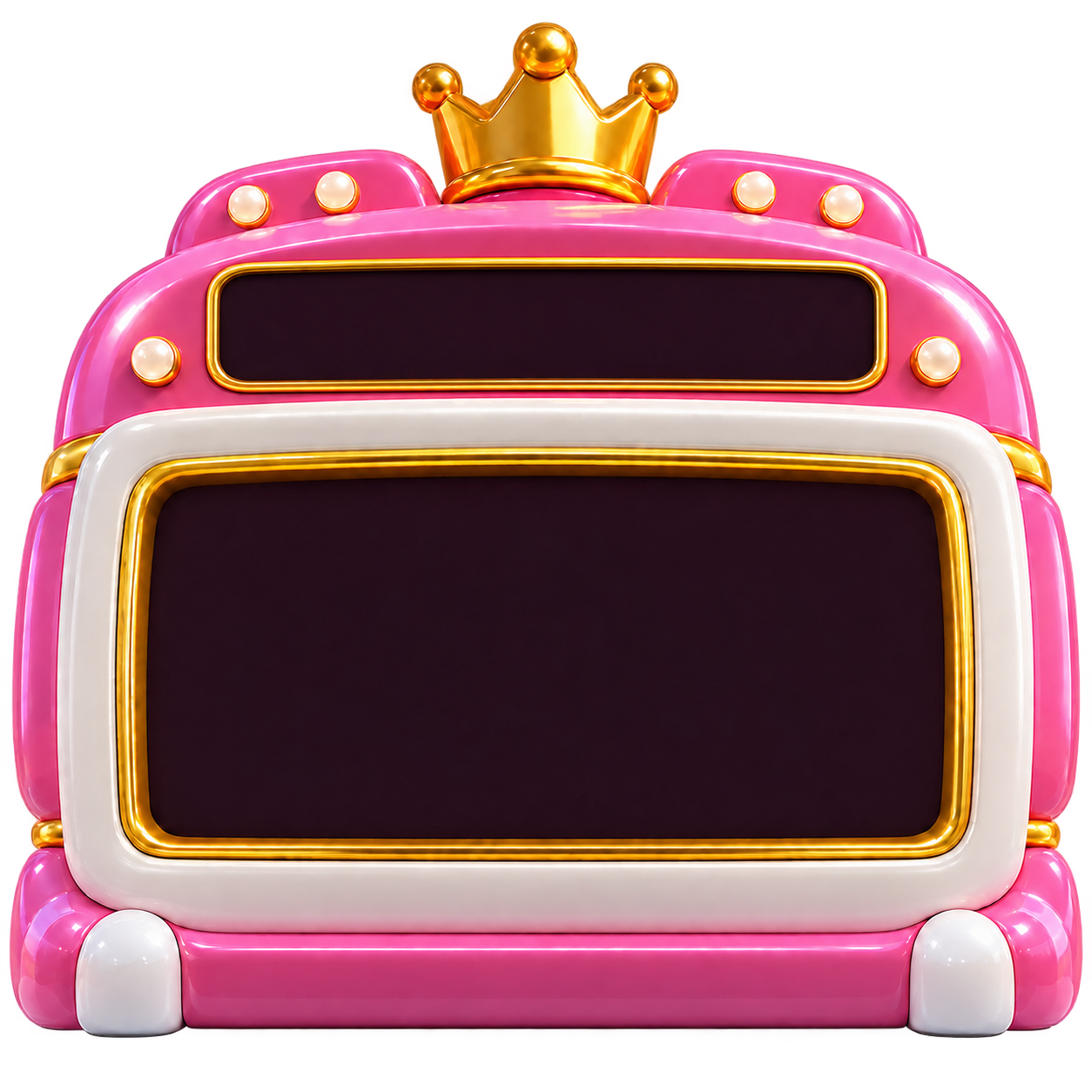 Glossy pink Solpot machine with a golden crown and a gold-framed jackpot display